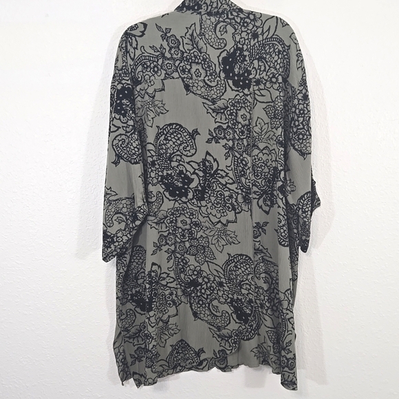*NWT* We Be Bop Green-Gray/Black Tunic Top/Dress Floral Artsy Lagenlook, size 0X - Picture 7 of 12